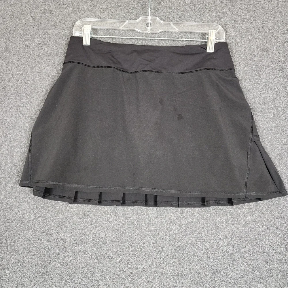 Lululemon Black Pleated Tiered Athletic Tennis Golf Skort Skirt Zipper Pocket 10